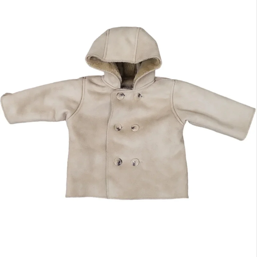 Baby Gap Hooded Tan Faux Fur Jacket